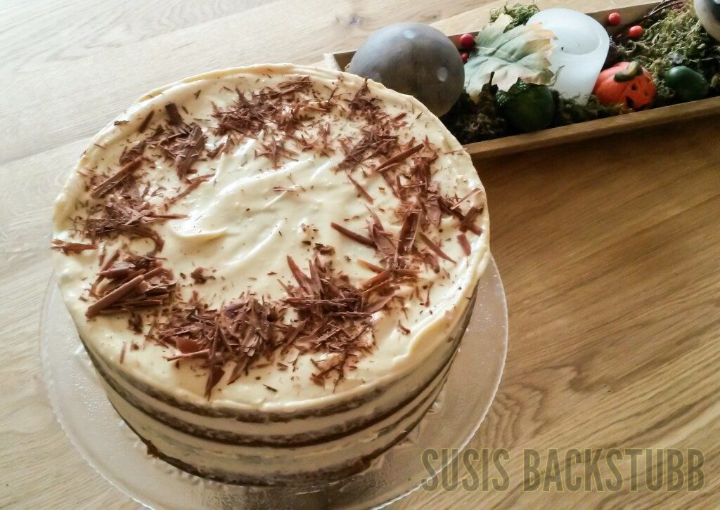 Kürbis Frischkäse Torte mit Ganache